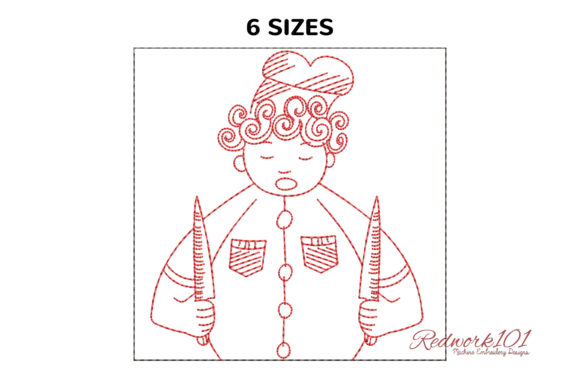 Chef with Cooking Utinsils Redwork Review