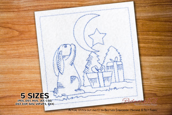 Christmas Rabbit and Moon Redwork Review