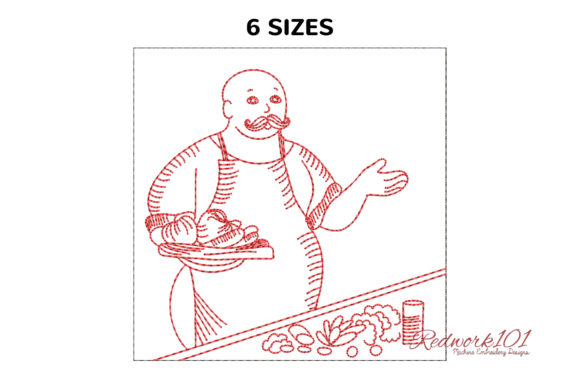 Cook with Mustache Vegetable Tray Embroidery
