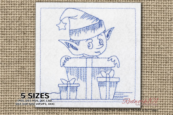 Elf with Gift Bluework Review for Seasonal Embroidery