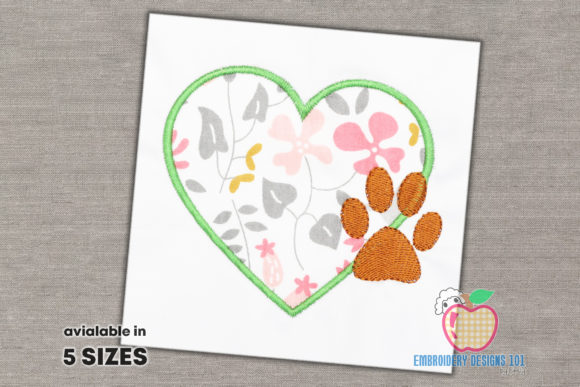 Heart with Paw Footprint Embroidery Design Review